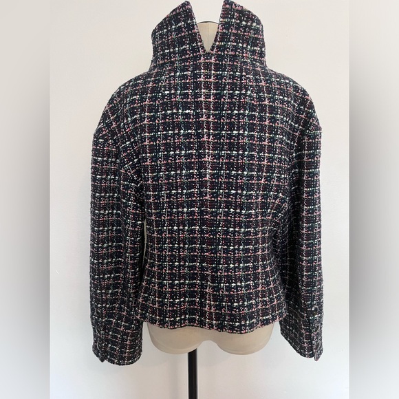 Chanel 13K Runway Navy Multi-Color Tweed High Collar Jacket Blazer Plus Sz. 46 - Picture 7 of 16